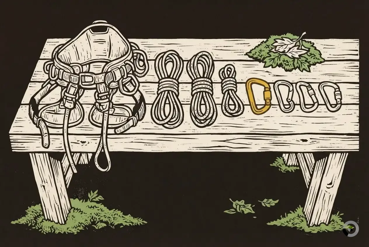Woodcut illustration: how to become an arborist, step two