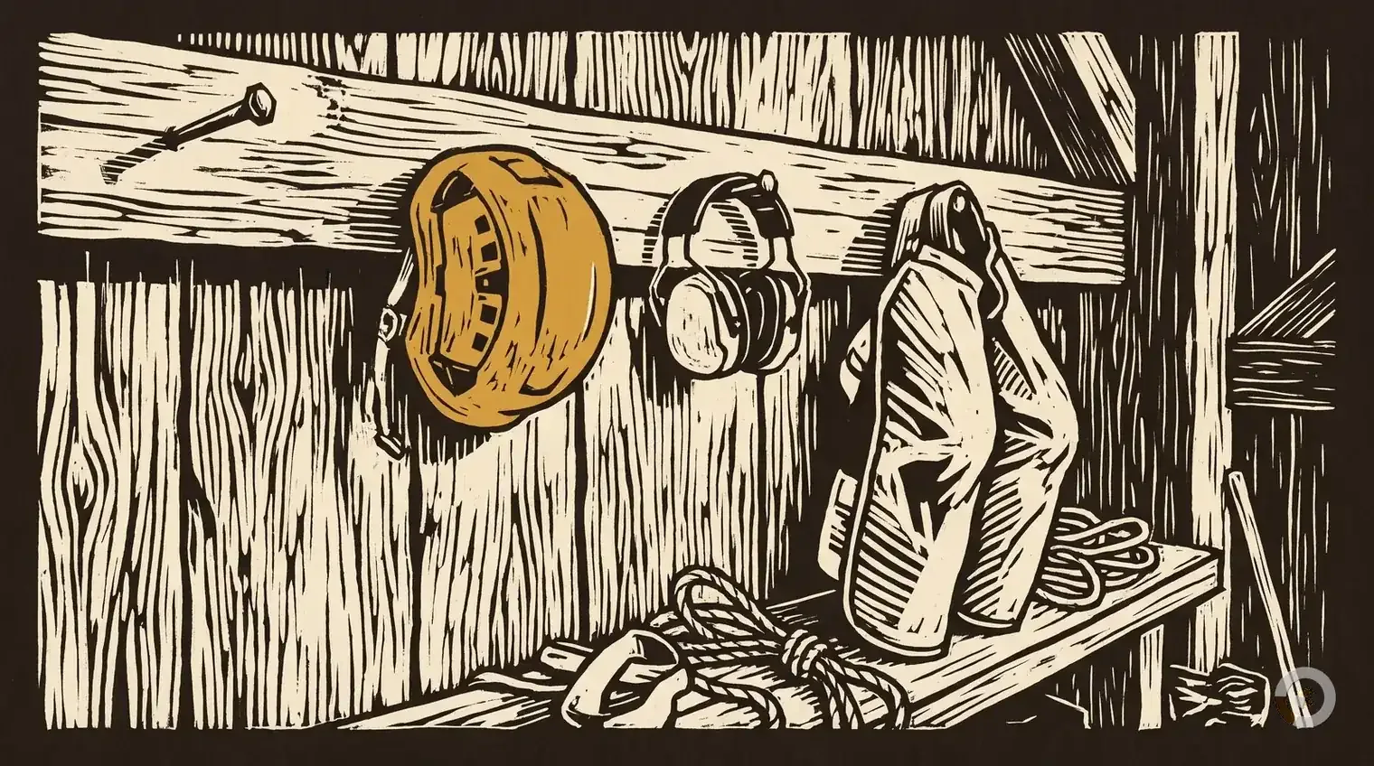 Woodcut illustration for the safety and the trade section