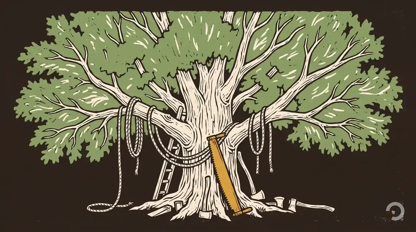 Woodcut of a mature maple tree