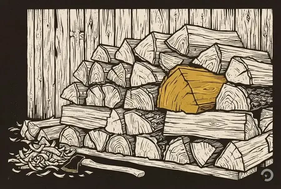 Woodcut illustration for the cord of wood calculator