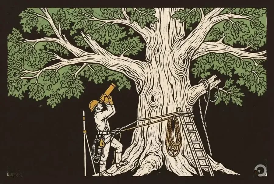 Woodcut illustration for the tree height calculator
