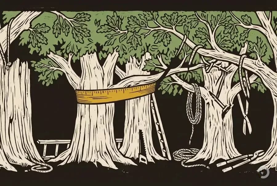 Woodcut illustration for the tree removal cost calculator